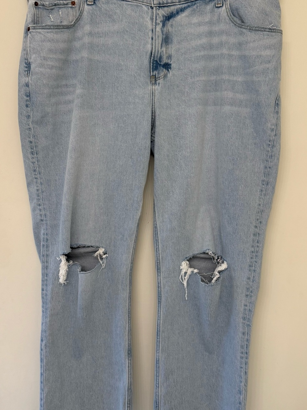 Abercrombie & Fitch Light Blue Straight Leg Ripped Jeans